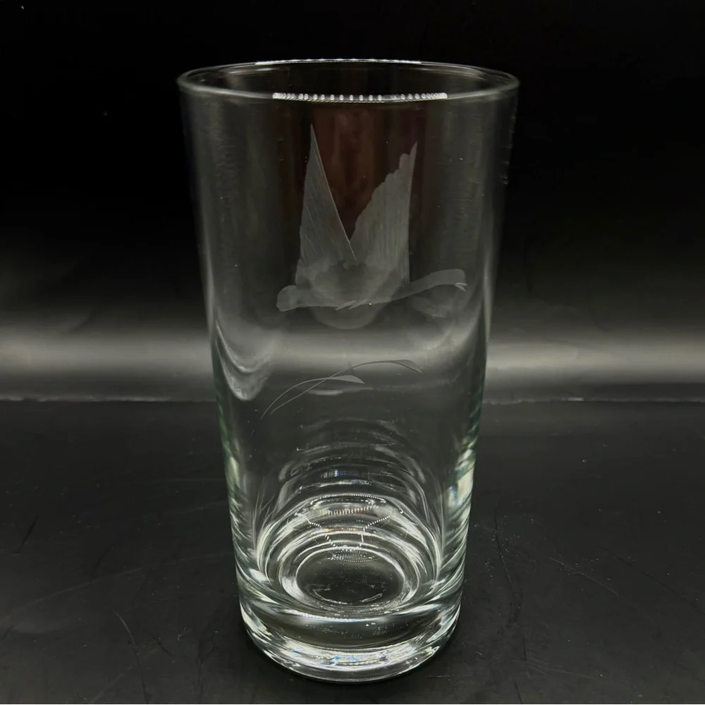 VTG Mid-Century Etched Flying Geese Highball Glasses‎ - Set of 8 - MCM Barware